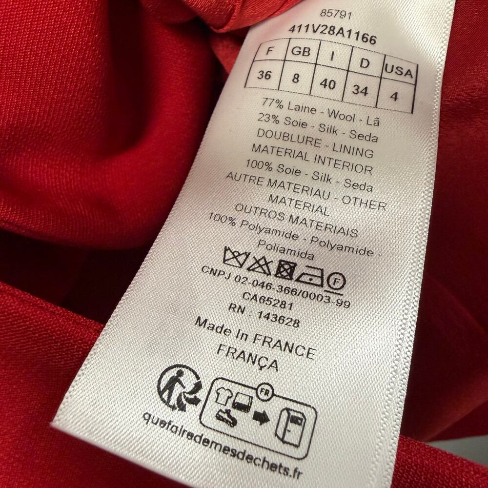 NWT Christian Dior Fitted Short Sleeved Button Up Jacket Red Womens 36 / US 4 - Picture 8 of 9